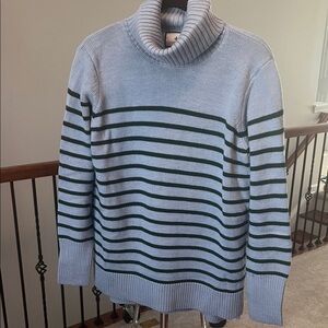 Tuckernuck Blue and Green Striped Turtleneck Sweater